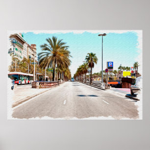 Oil paint. Imitation. Illustration. Broad street a Poster