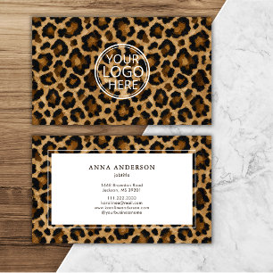 Oil Paint Leopard Animal Print Earth Tones Logo Business Card