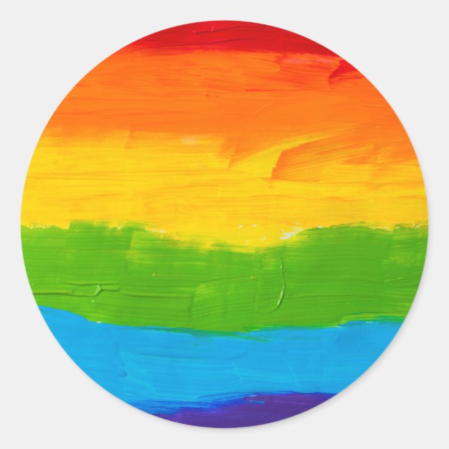 Oil paint Rainbow Colours Gay Lesbian LGBT Classic Round Sticker (Front)