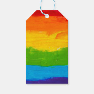Oil paint Rainbow Colours Gay Lesbian LGBT Gift Tags