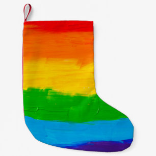 Oil paint Rainbow Colours Gay Lesbian LGBT Small Christmas Stocking