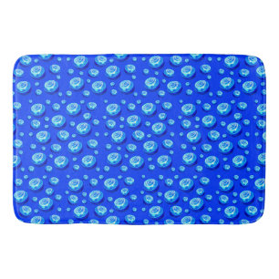 Oil Painted Blue Lawn Bowls, Bath Mat