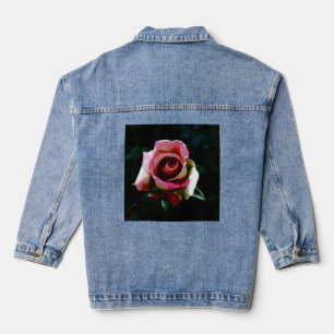 Oil painted red rose denim jacket