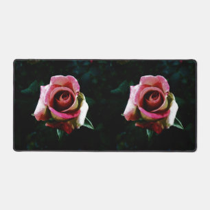 Oil painted red rose desk mat