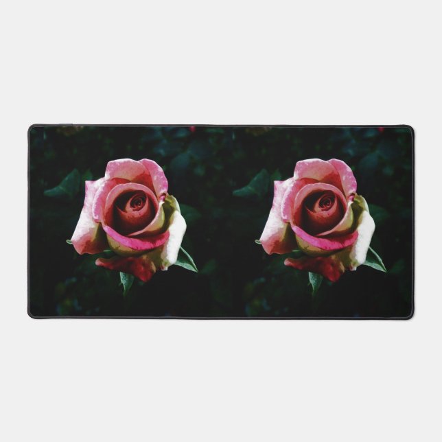 Oil painted red rose desk mat (Front)