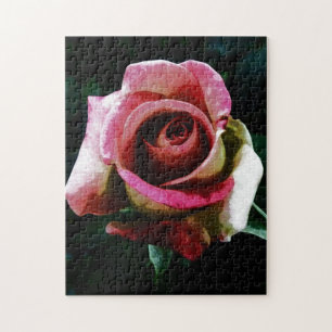 Oil painted red rose jigsaw puzzle