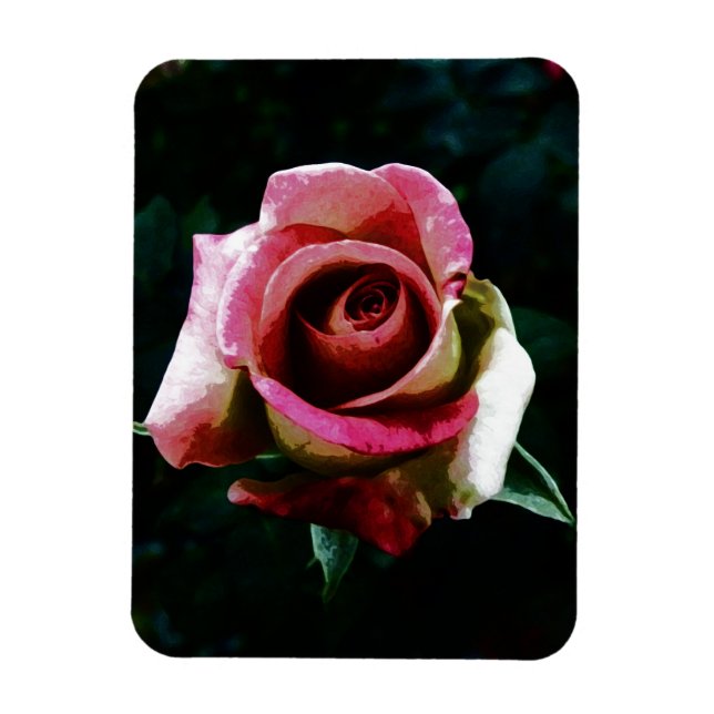 Oil painted red rose magnet (Vertical)