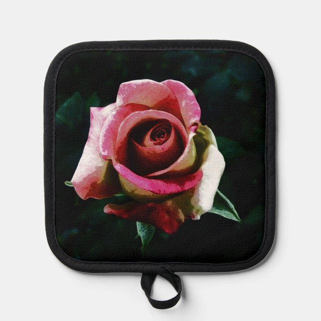 Oil painted red rose pot holder (Front)