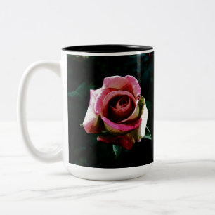 Oil painted red rose Two-Tone coffee mug