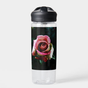 Oil painted red rose water bottle