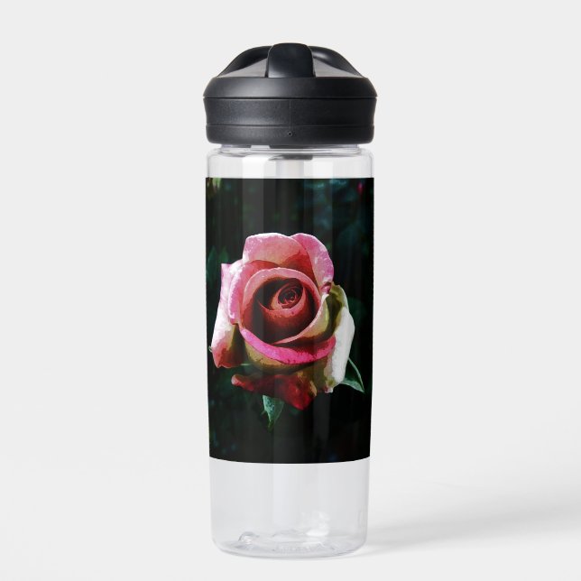 Oil painted red rose water bottle (Front)