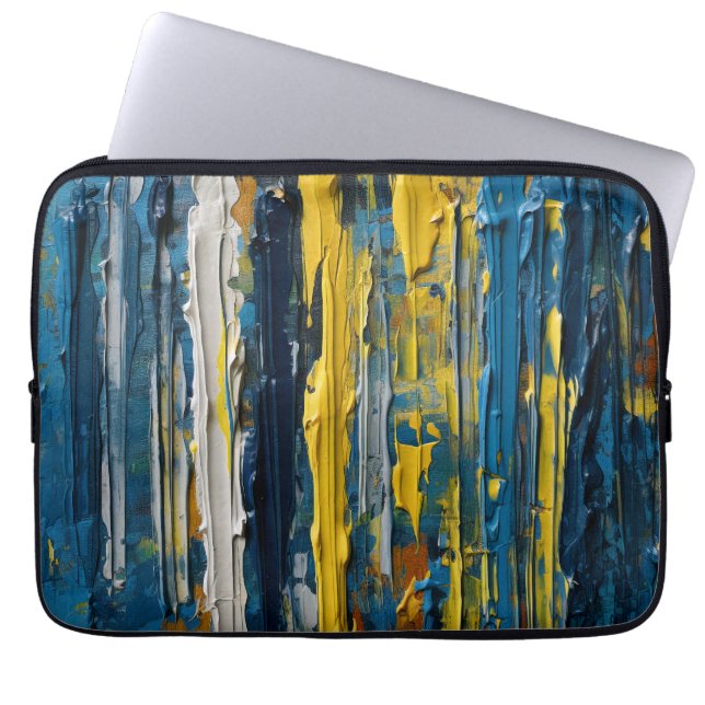 Oil Painted Vertical Abstract Stripes Laptop Sleeve (Front)