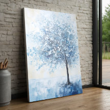 Oil Painting Abstract Blue Tree Wall Art