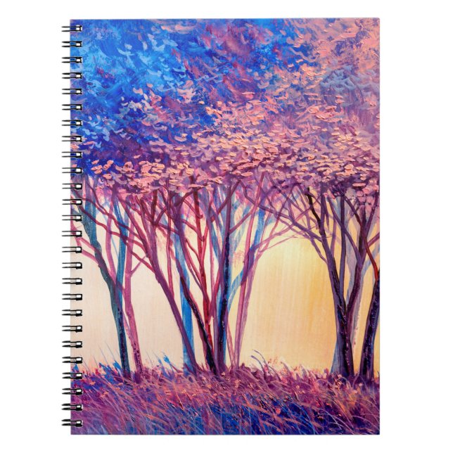Oil painting colourful trees. Abstract image of fo Notebook (Front)