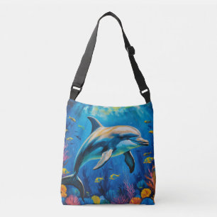 Oil Painting Dolphin Crossbody Bag