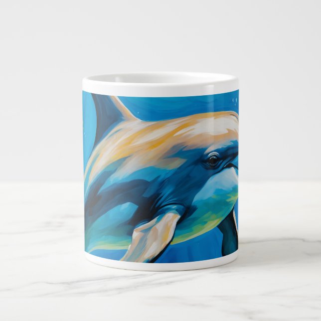 Oil Painting Dolphin Large Coffee Mug (Front)