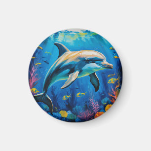 Oil Painting Dolphin Magnet