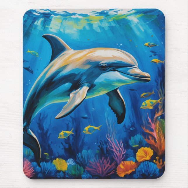 Oil Painting Dolphin Mouse Pad (Front)