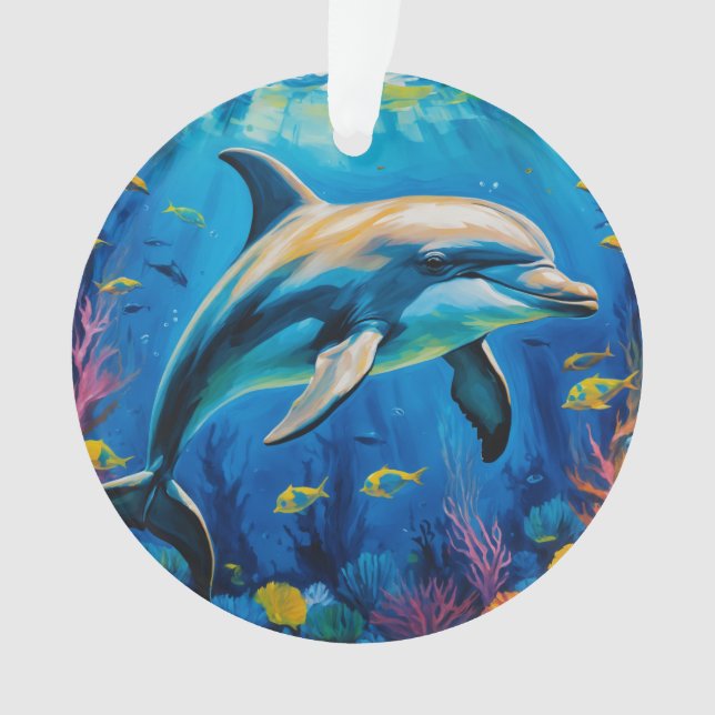 Oil Painting Dolphin Ornament (Front)