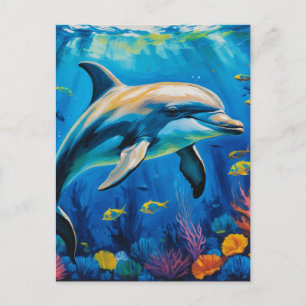 Oil Painting Dolphin Postcard