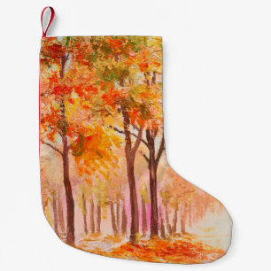 Oil painting landscape - colourful autumn forest small christmas stocking