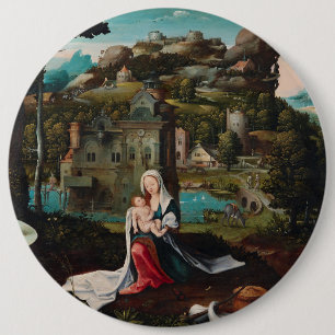 Oil painting love  wood wall art 6 cm round badge