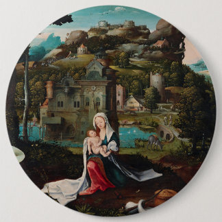 Oil painting love  wood wall art 6 cm round badge