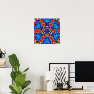 Oil painting multicolor kaleidoscope poster