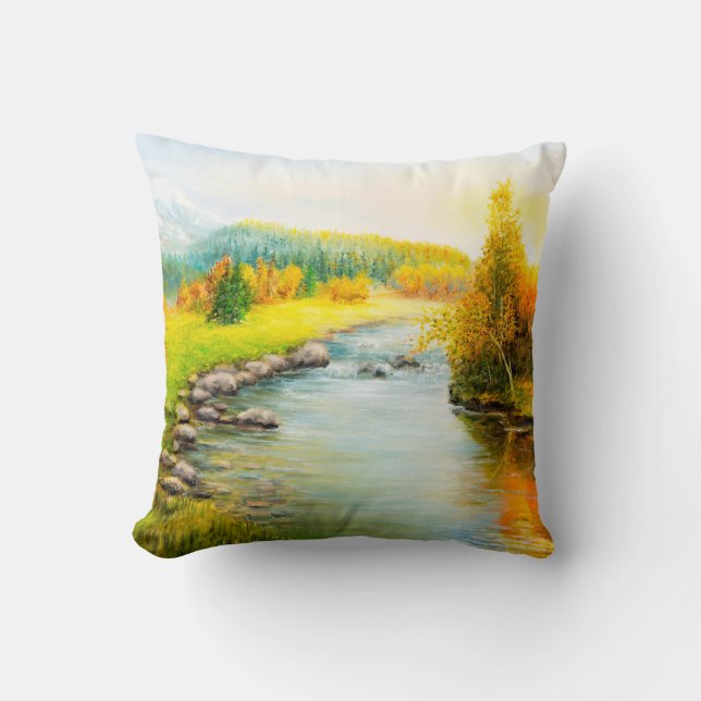  oil painting of beautifl autumn landscape, forest cushion (Front)