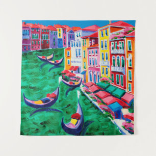 oil painting of beautiful Venice, Italy on canvas Tapestry