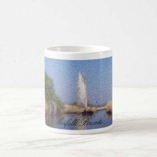 Oil Painting of boat sailing norfolk broads Coffee Mug