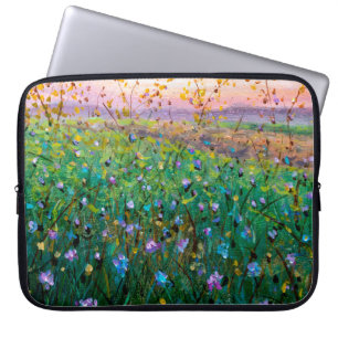  oil painting of flowers, beautiful field flowers  laptop sleeve