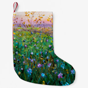  oil painting of flowers, beautiful field flowers  small christmas stocking