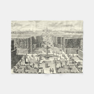Oil Painting of Fountains at Garden of Versailles Fleece Blanket