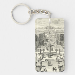 Oil Painting of Fountains at Garden of Versailles Key Ring