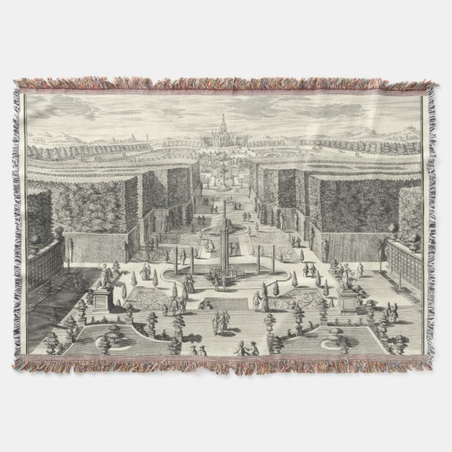 Oil Painting of Fountains at Garden of Versailles Throw Blanket (Front)