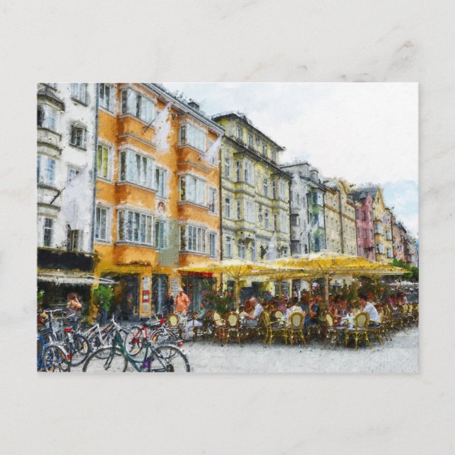 Oil painting of Innsbruck Cityscape Tirol Postcard (Front)