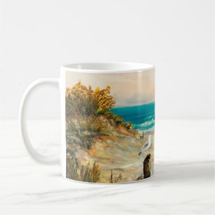 oil painting of ocean beach dunes with seagulls o coffee mug
