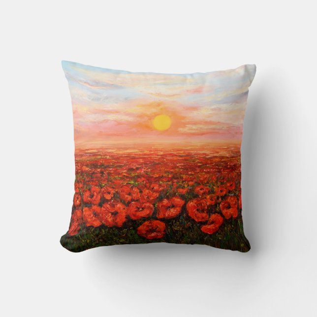  oil painting of Opium poppy( Papaver somniferum)  Cushion (Front)