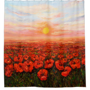 oil painting of Opium poppy( Papaver somniferum) Shower Curtain