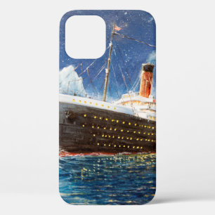  oil painting of Titanic and iceberg in ocean at n iPhone 12 Case