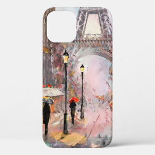 oil painting on canvas, street view of Paris. Artw iPhone 12 Case
