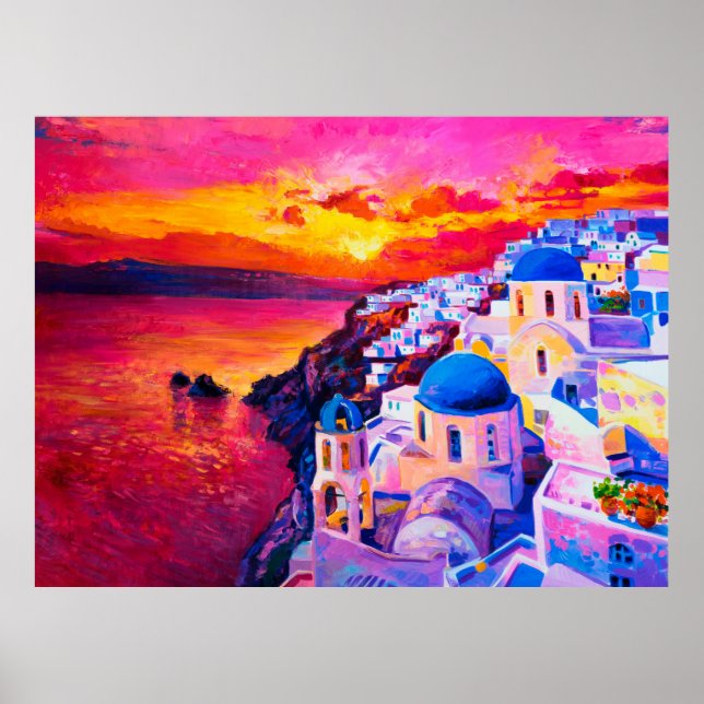  oil painting on canvas. Sunset over the island. M Poster (Front)