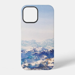 Oil painting on canvas View of of snowy Alp mounta iPhone 12 Case