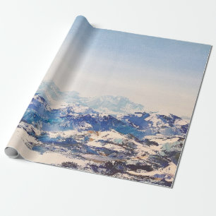 Oil painting on canvas View of of snowy Alp mounta Wrapping Paper