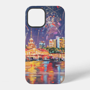 Oil painting on the canvas of the seaport of Sochi iPhone 12 Case