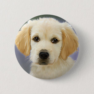 Oil Painting Portrait Of Labrador Retriever Puppy 6 Cm Round Badge