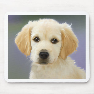 Oil Painting Portrait Of Labrador Retriever Puppy Mouse Pad