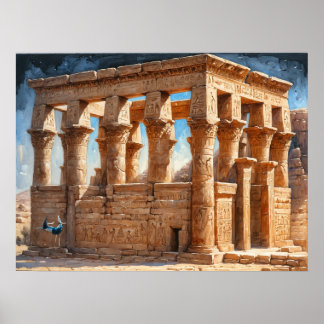 Oil Painting Queens of Ancient Egypt Philae Temple Poster