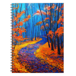 oil painting showing beautiful Autumn forest on c Notebook